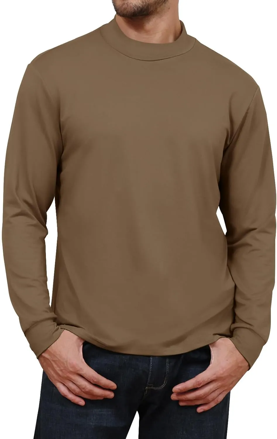 Angbater Mens Mock Turtleneck Long Sleeve Shirts Thermal Underwear Turtle Neck Undershirt Pullover T Shirt