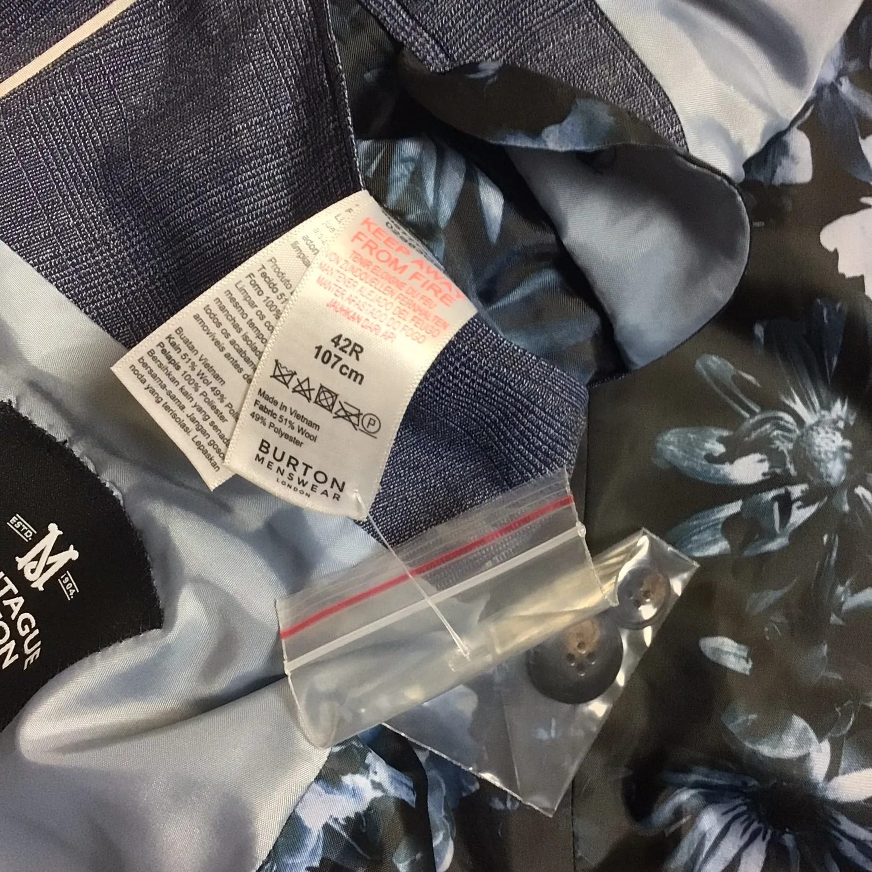 BNWT Montague Burton Blue Wool Blend Blazer Jacket Size 42R