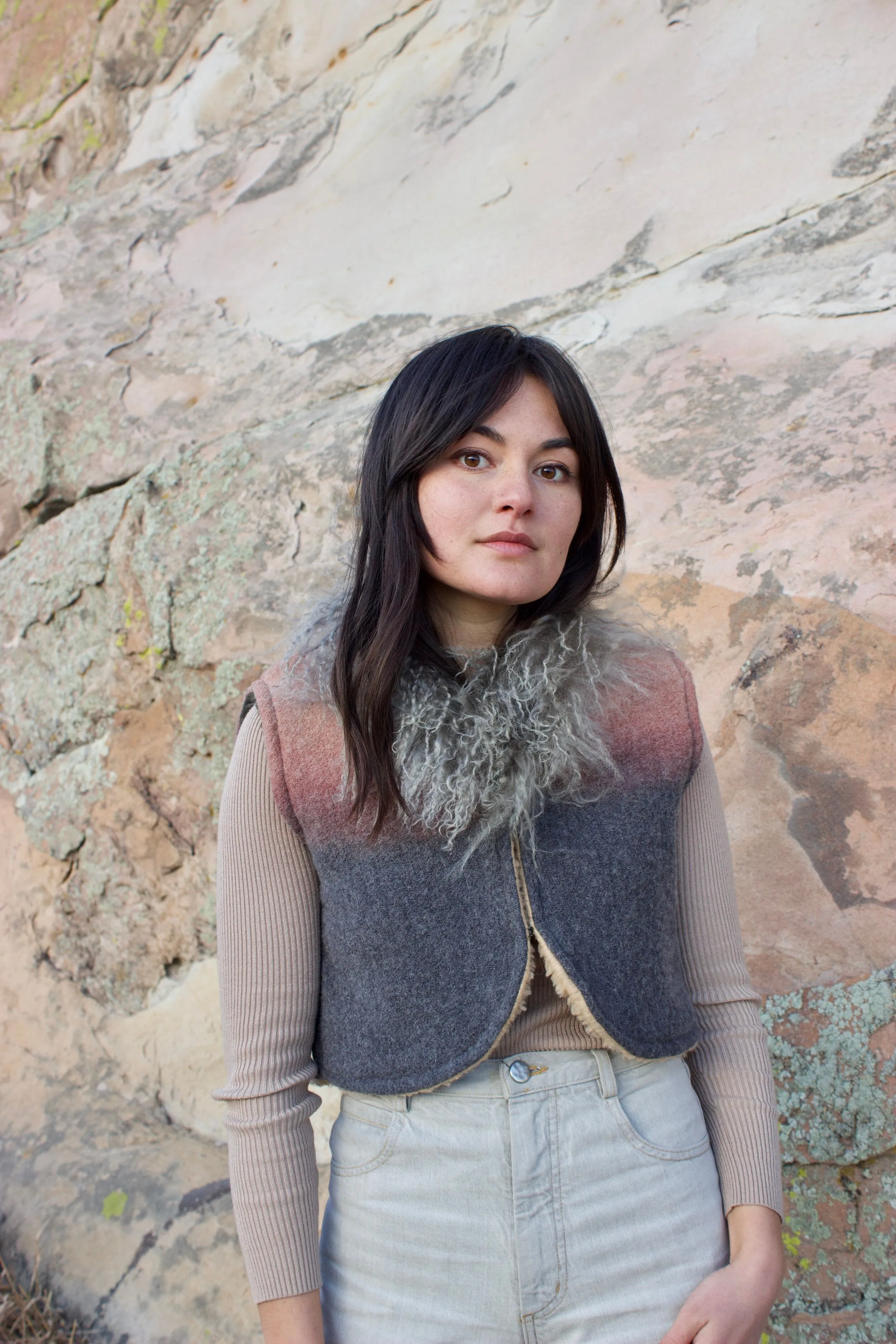 Bolero Vest in Stone Gradient