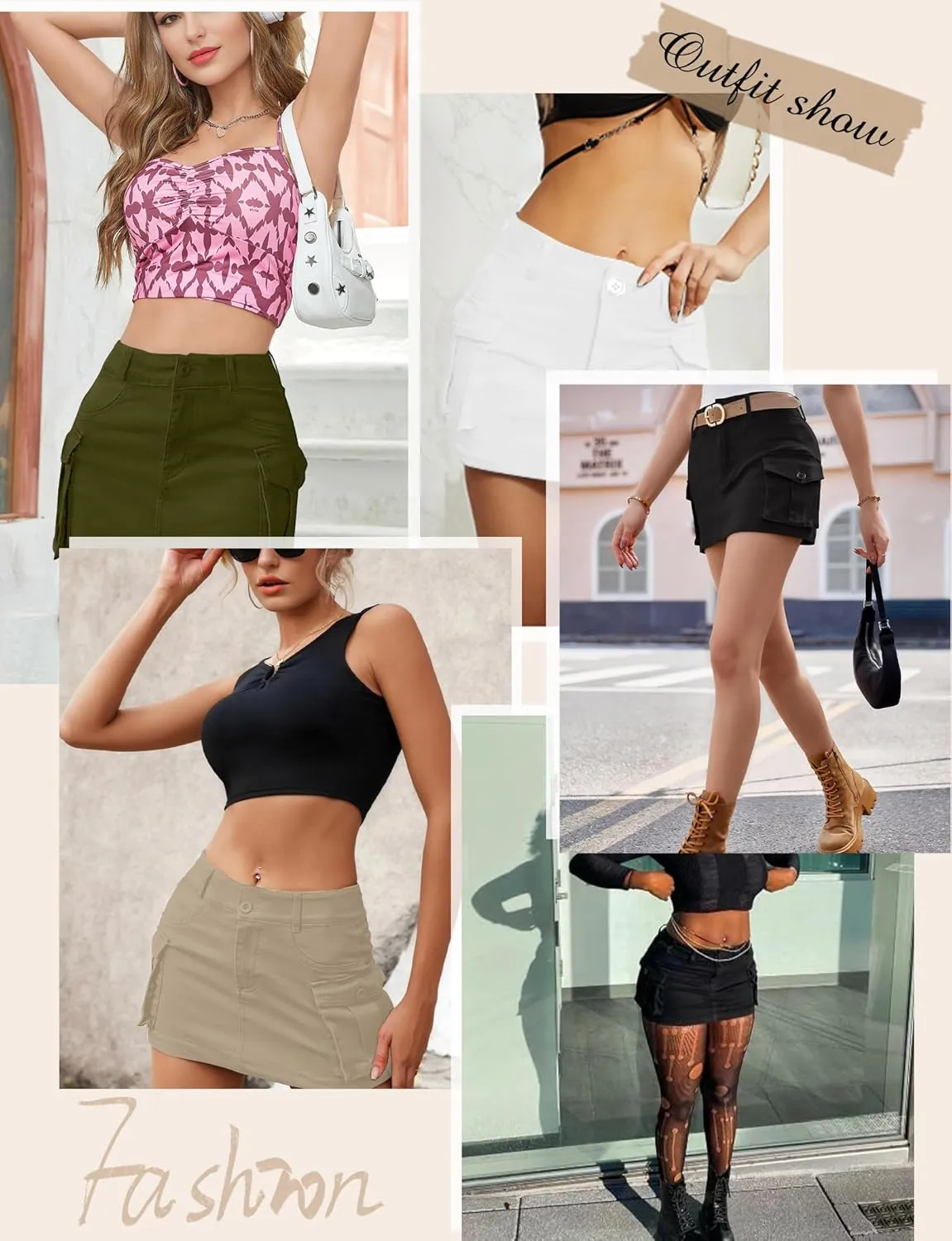 Buauty Women Denim Cargo Skirt Y2K, Mini Low Waist Jean Shirts Bodycon Flap Pockets 2024 Trendy Short