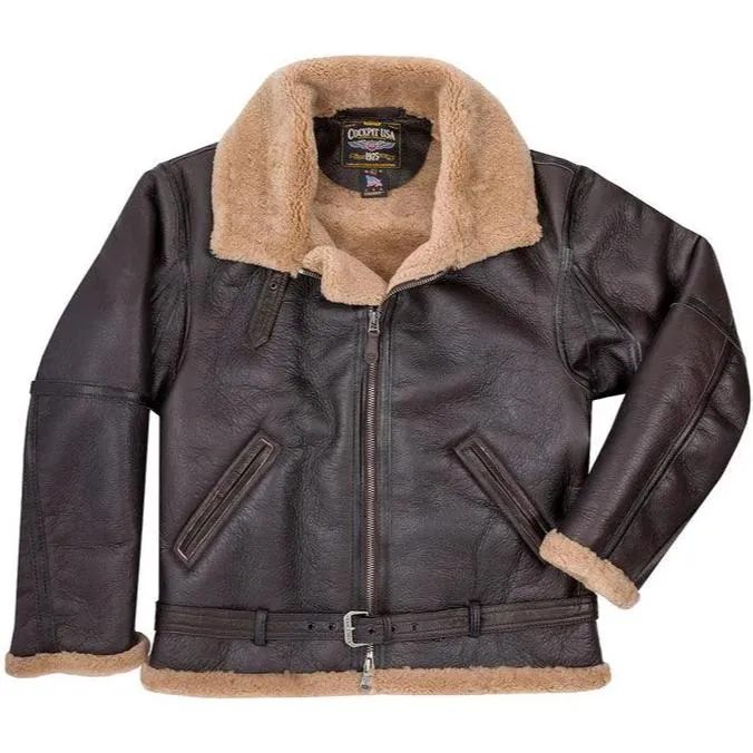 Cockpit USA Mens RAF Fighter Weight Sheepskin Bomber Jacket Z21W010