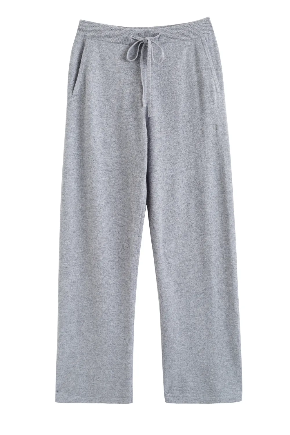 Grey Cashmere Wide-Leg Pants
