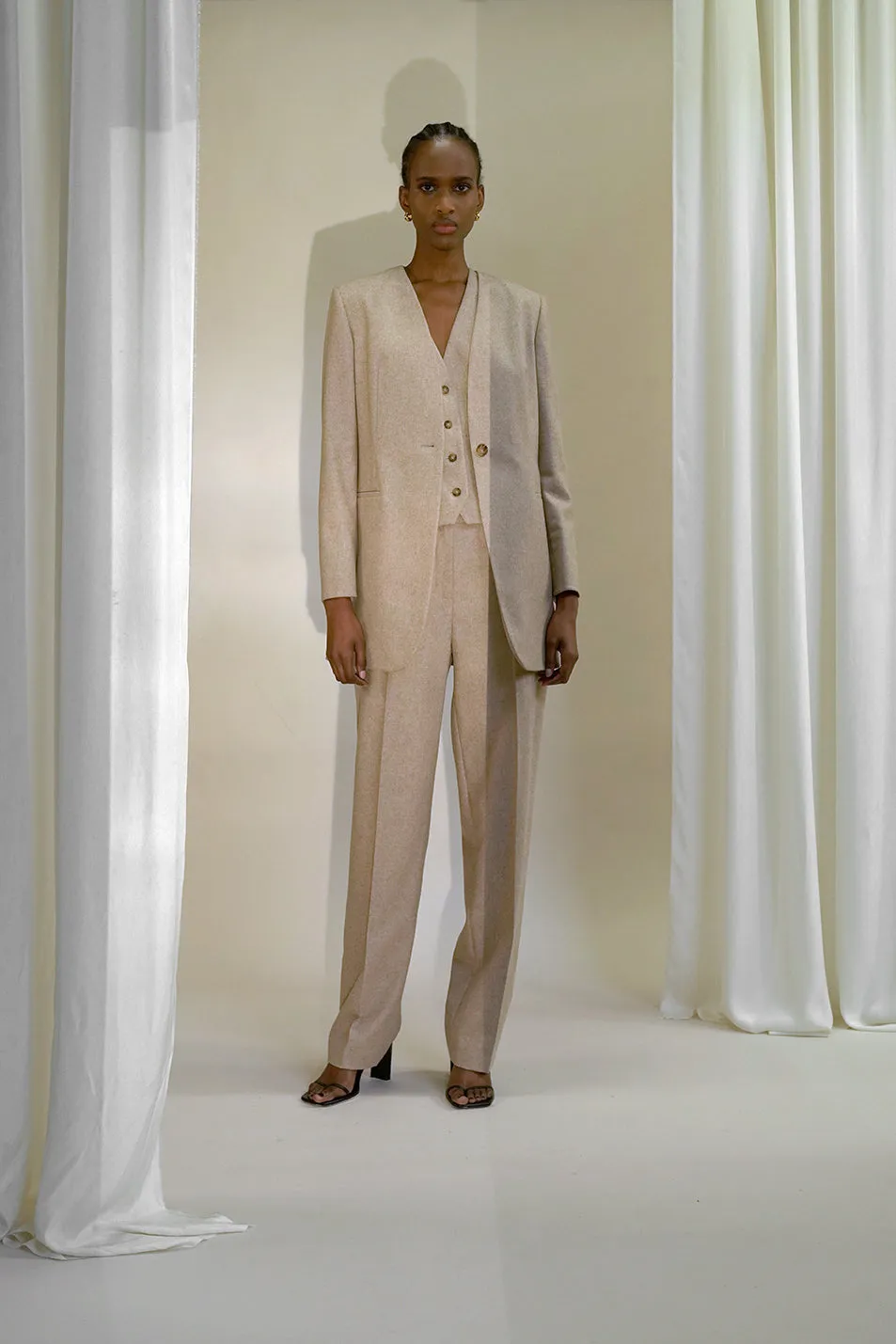 Karima Blazer | Beige - Flannel wool