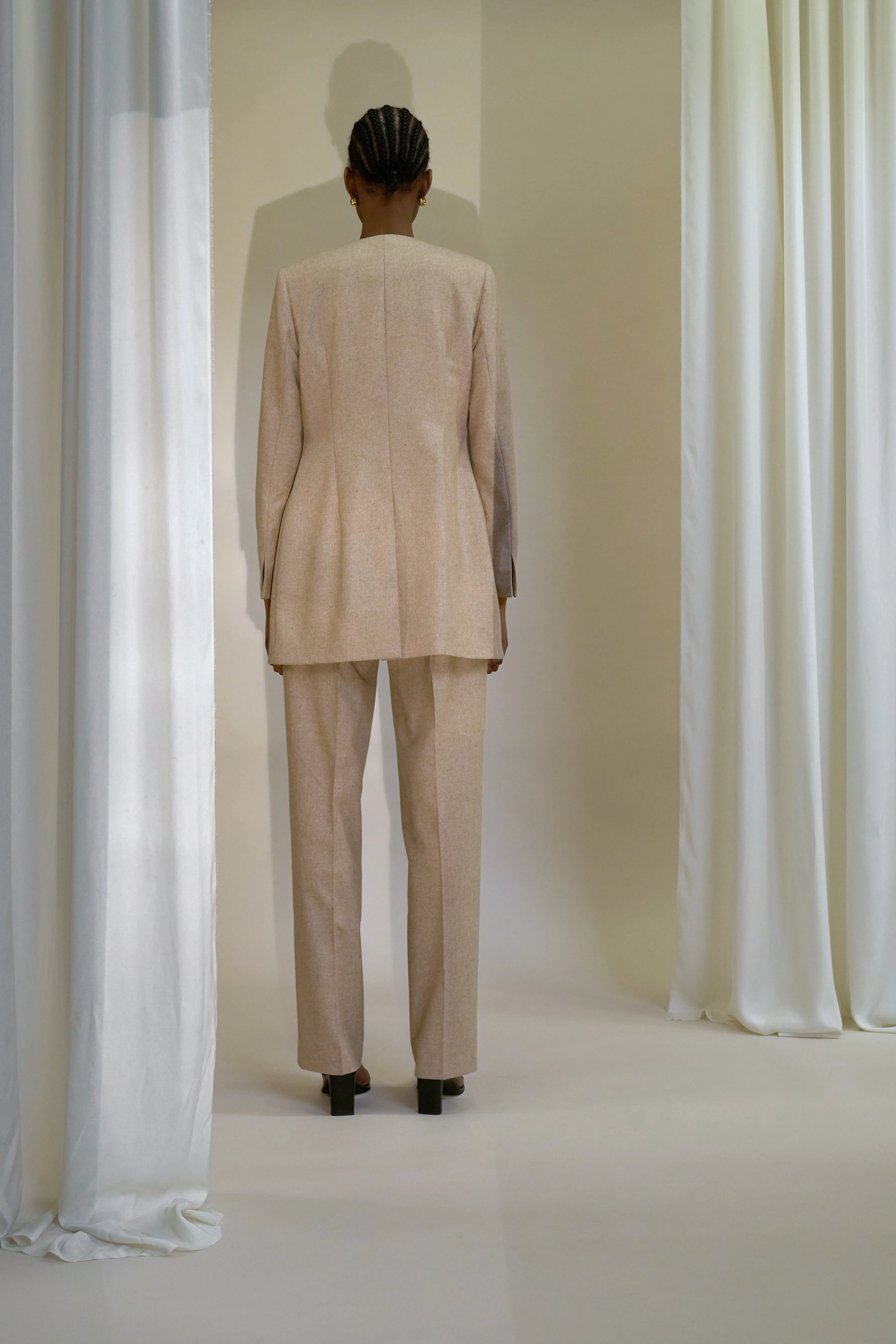 Karima Blazer | Beige - Flannel wool