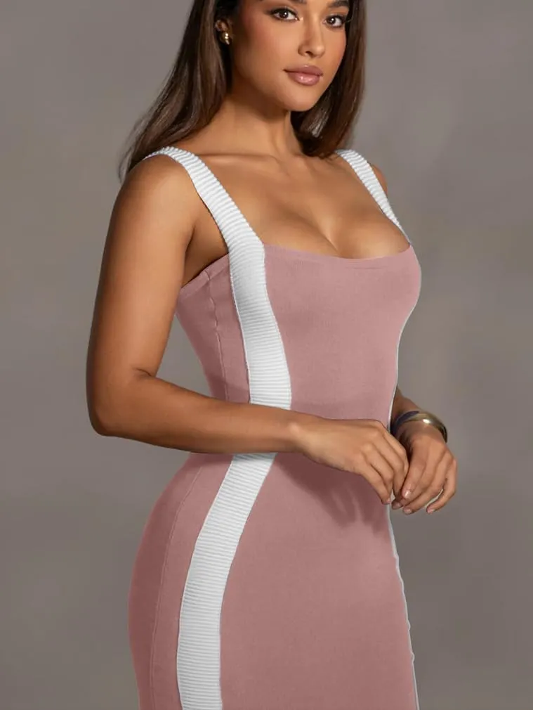 LAGSHIAN Women's Elegant Summer Casual Dresses Sleeveless Bodycon Knitted Long Tank Dress