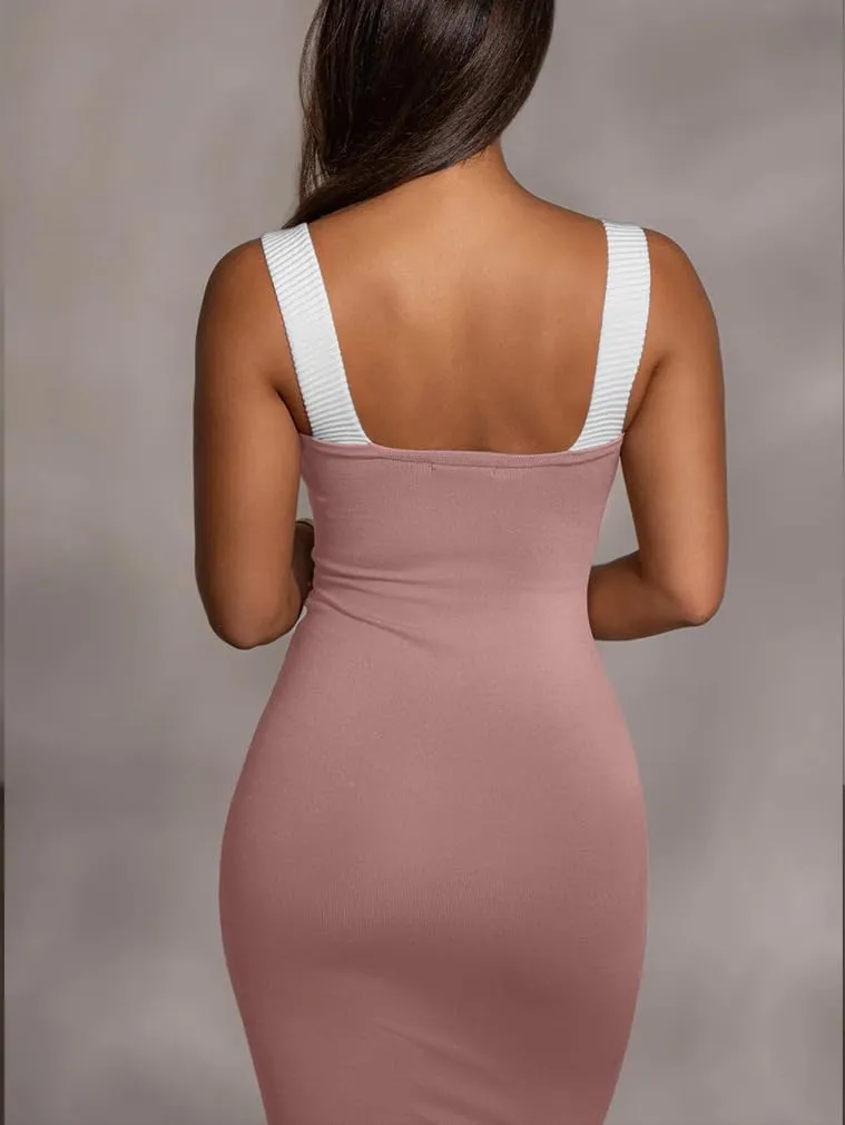 LAGSHIAN Women's Elegant Summer Casual Dresses Sleeveless Bodycon Knitted Long Tank Dress
