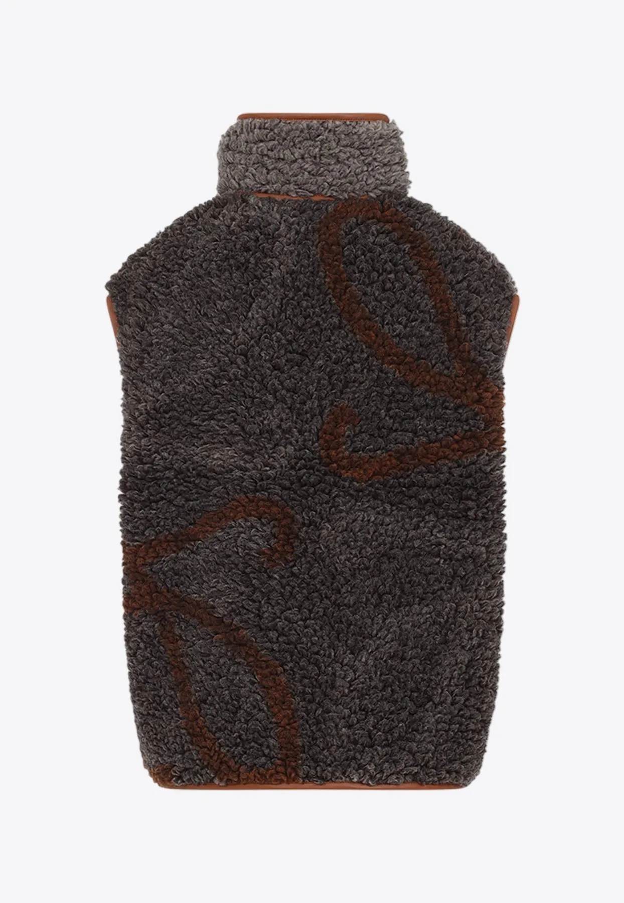 Leather-Trimmed Zip-Up Shearling Vest
