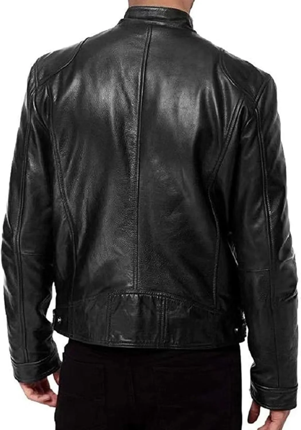 Men Slim Fit Motorcyle Leather Jacket Zip-Up Windbreaker Leather Jackets Lightweight PU Vintage Biker Coat