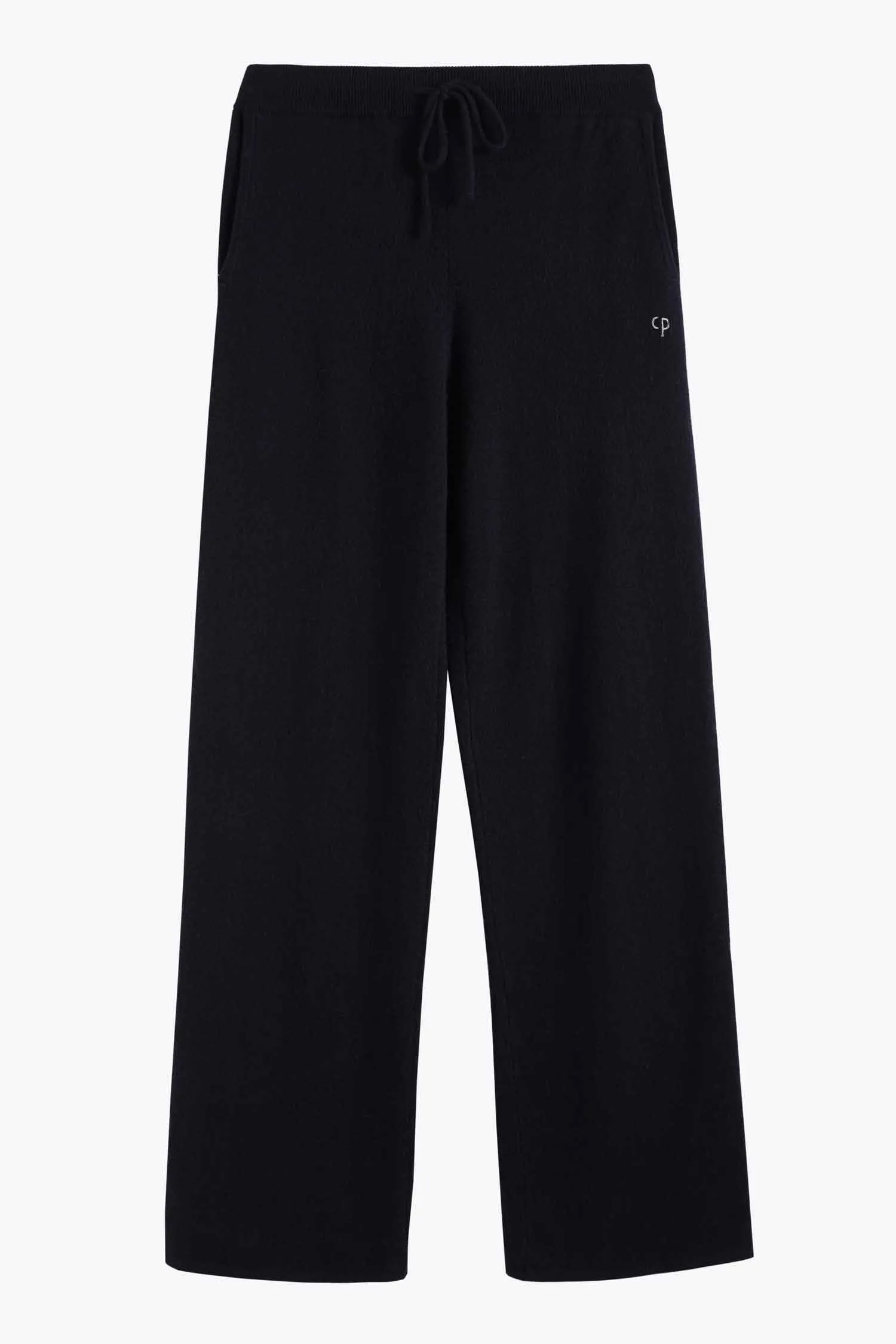 Navy Cashmere Wide-Leg Pants