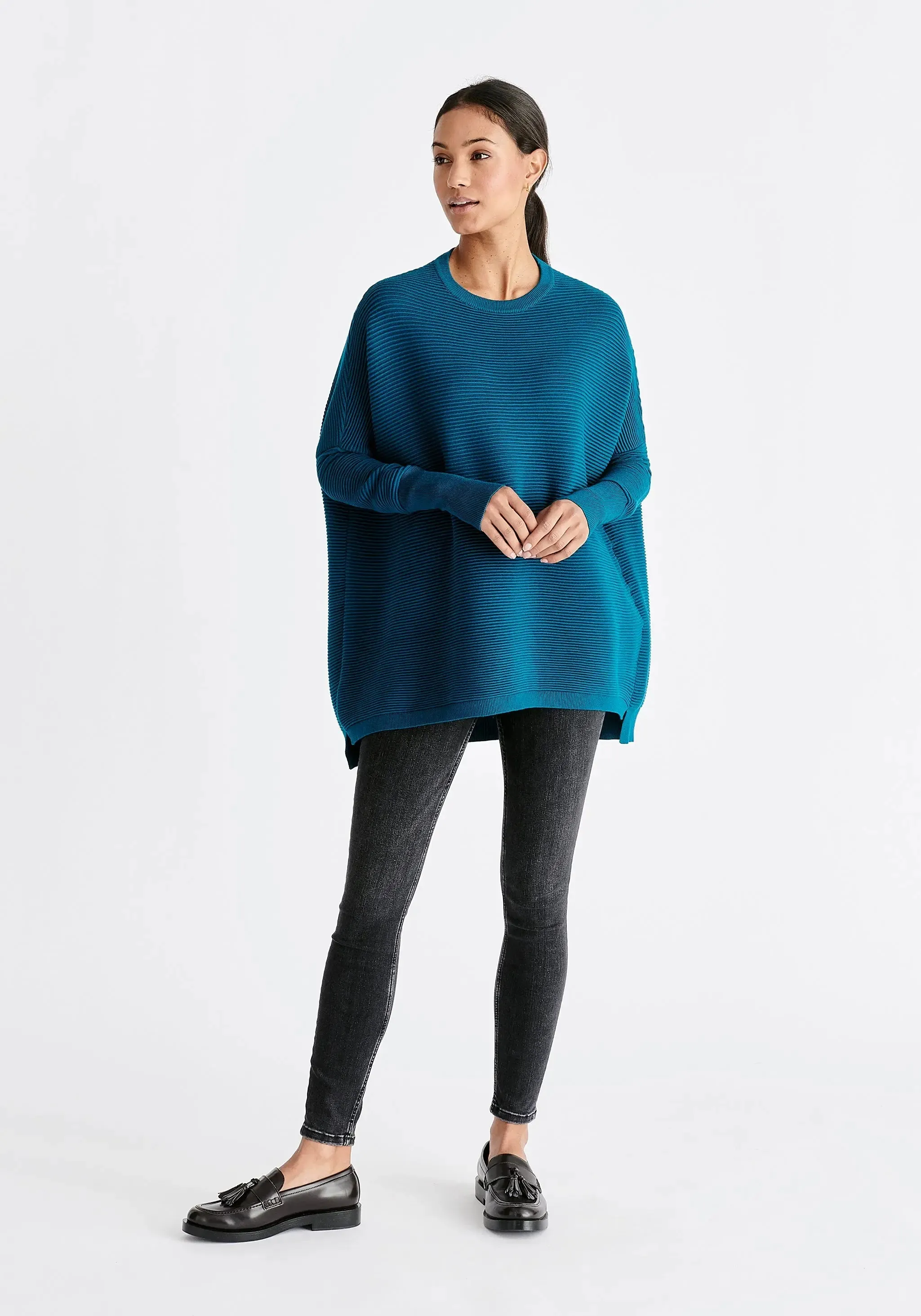 Ocean Blue Paisie Ribbed Jumper