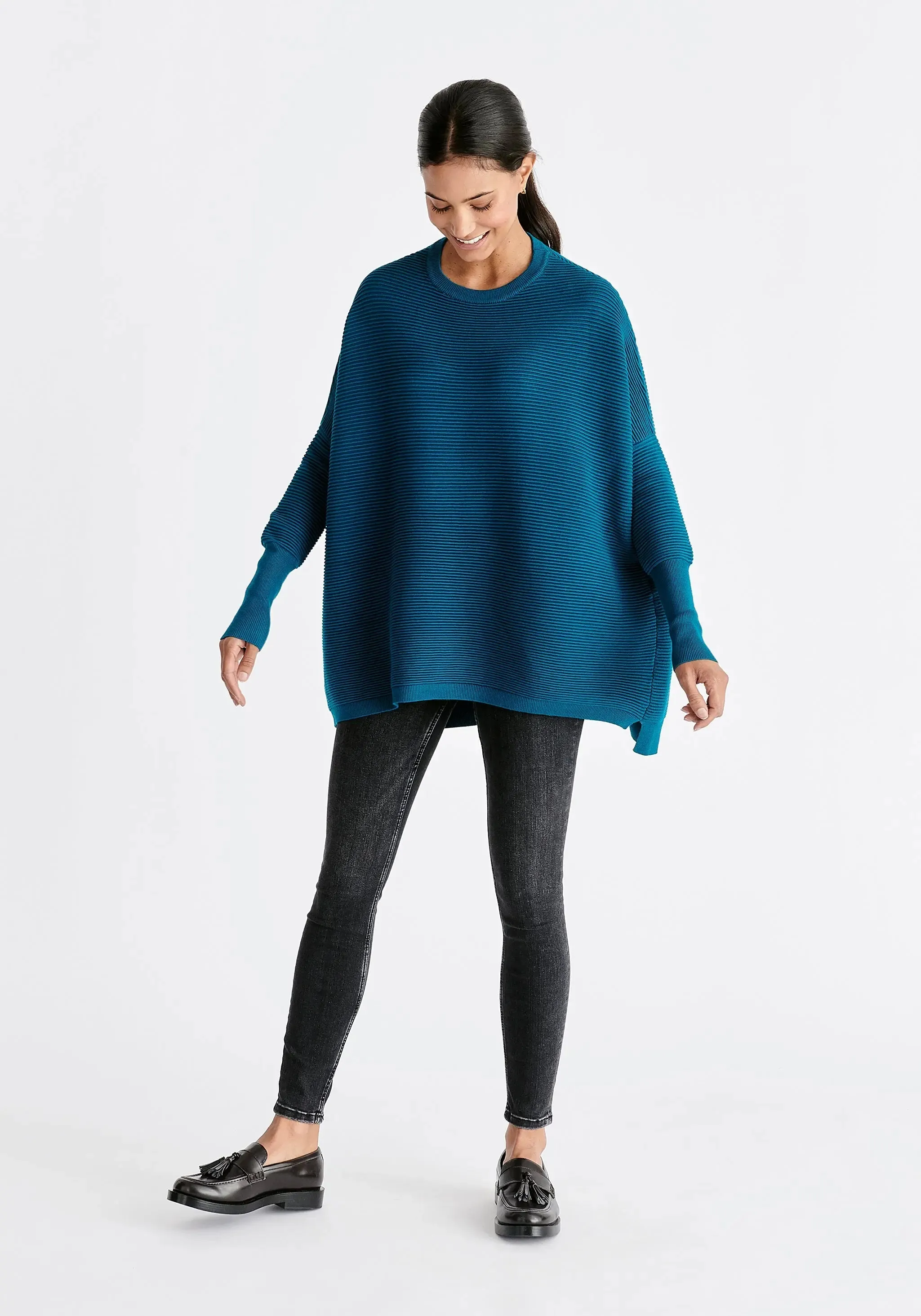 Ocean Blue Paisie Ribbed Jumper