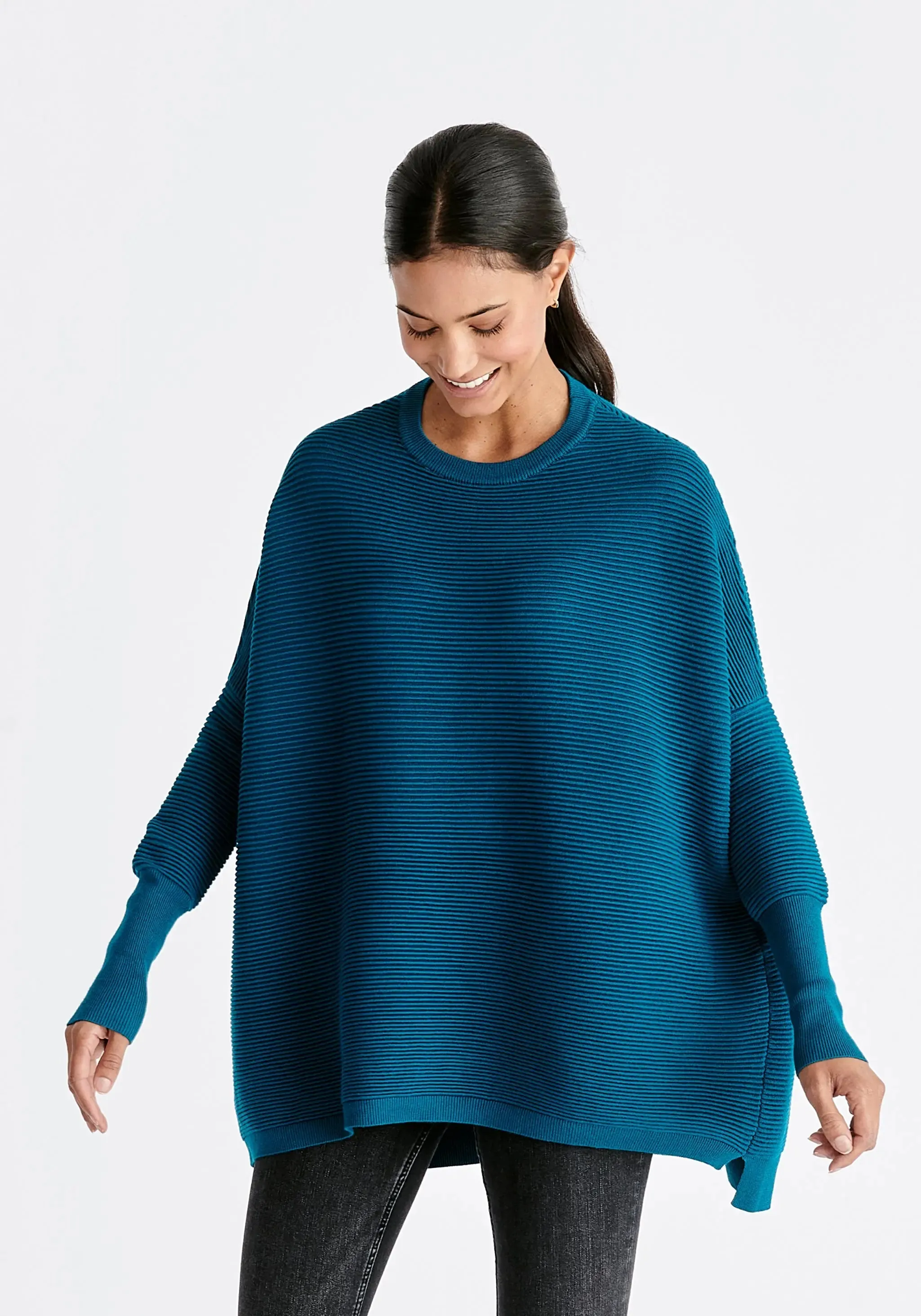 Ocean Blue Paisie Ribbed Jumper