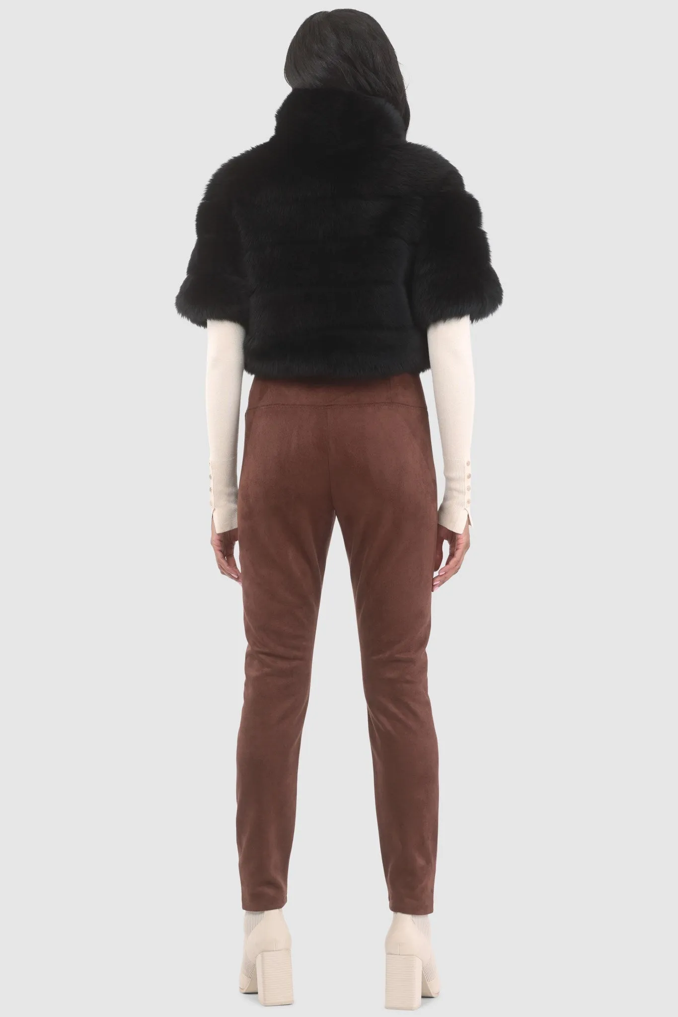 Reversible Merinillo Shearling Lamb Bolero with Cropped Sleeves