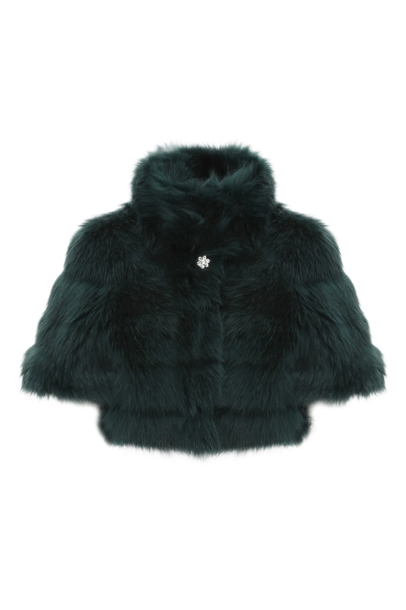 Reversible Merinillo Shearling Lamb Bolero with Cropped Sleeves