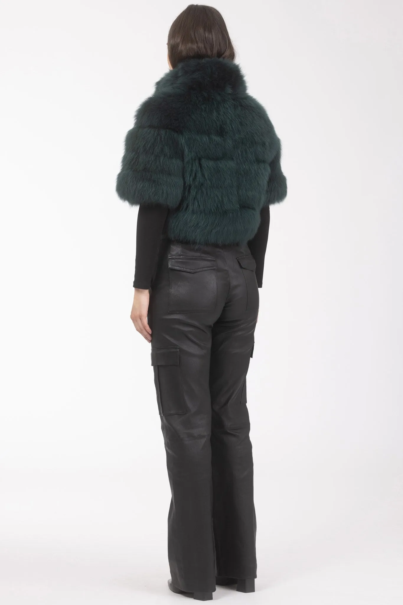 Reversible Merinillo Shearling Lamb Bolero with Cropped Sleeves