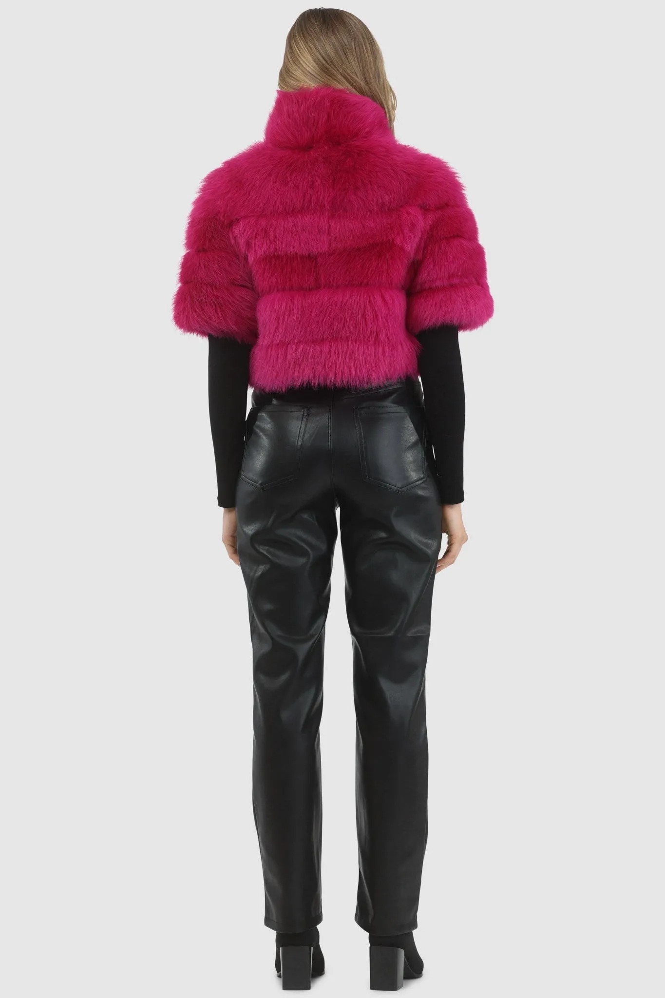 Reversible Merinillo Shearling Lamb Bolero with Cropped Sleeves