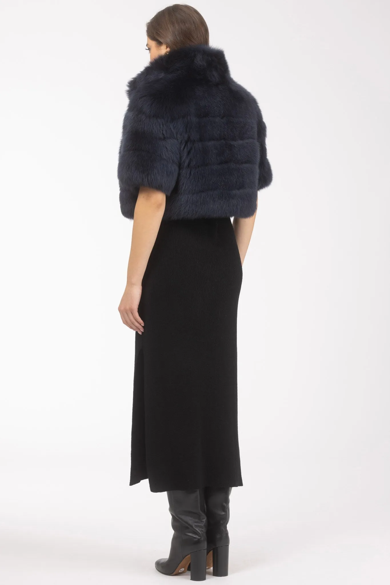 Reversible Merinillo Shearling Lamb Bolero with Cropped Sleeves
