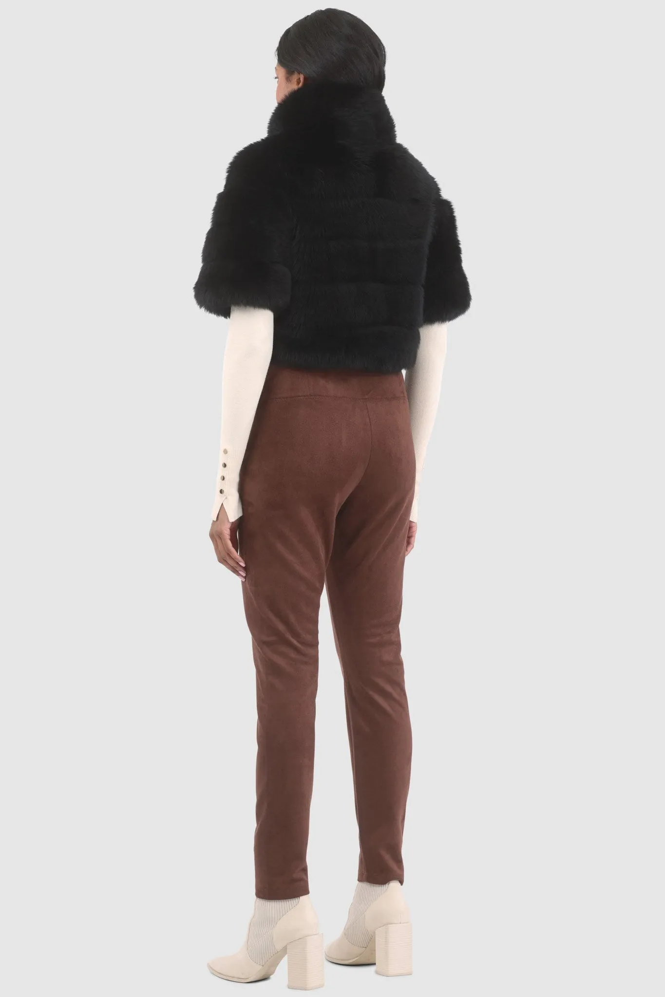 Reversible Merinillo Shearling Lamb Bolero with Cropped Sleeves