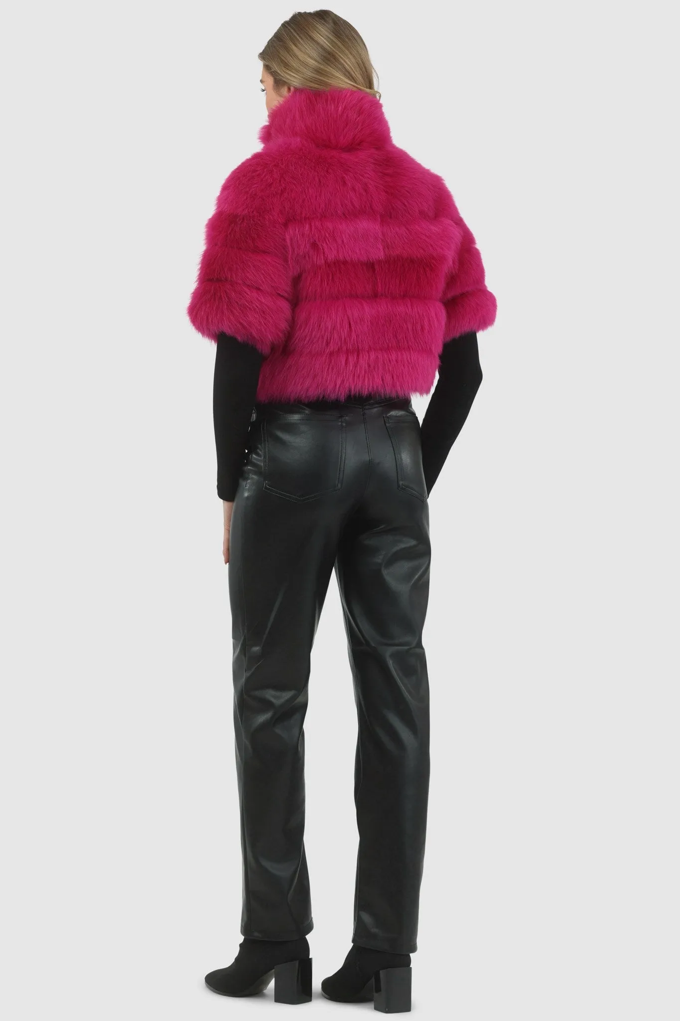 Reversible Merinillo Shearling Lamb Bolero with Cropped Sleeves