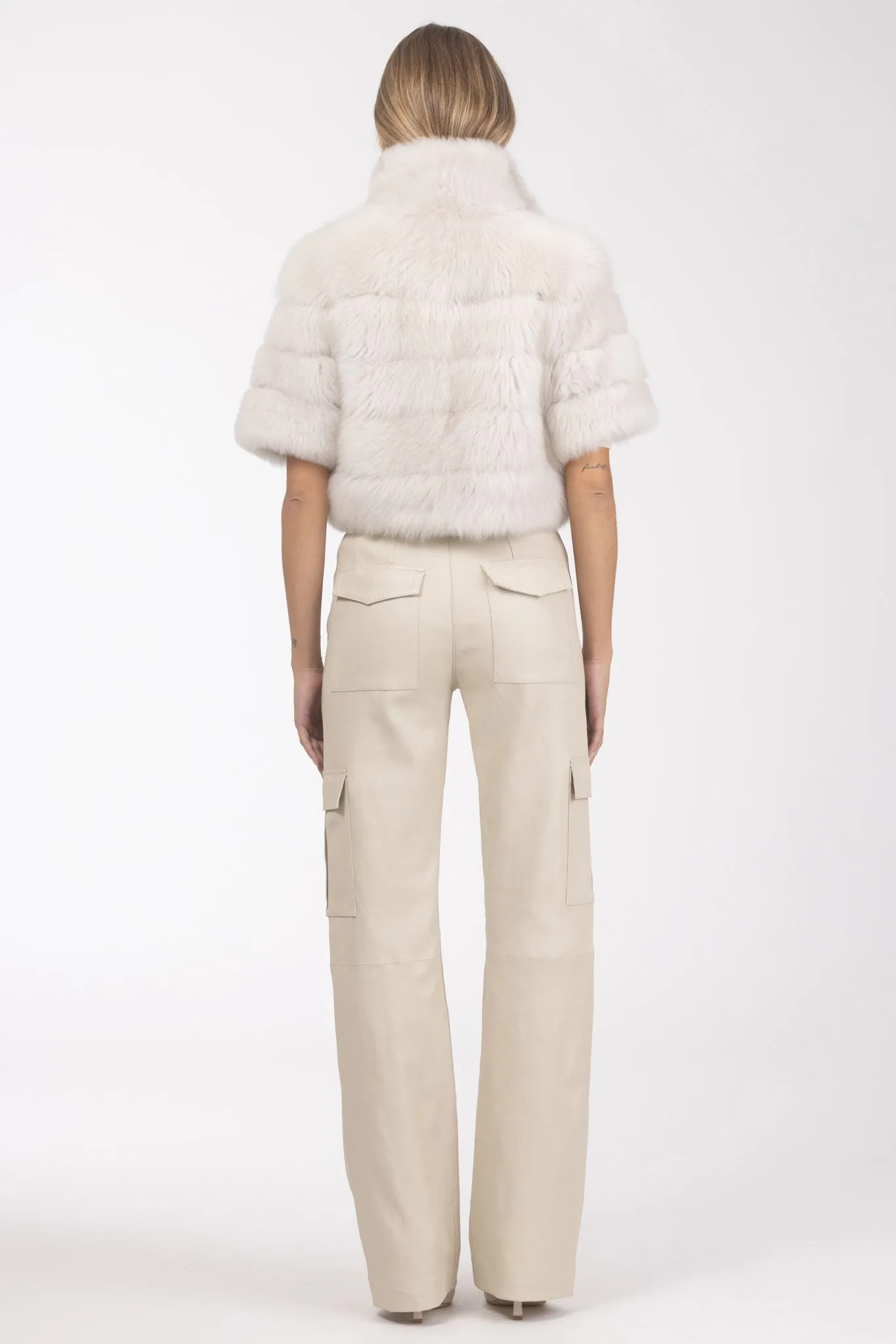 Reversible Merinillo Shearling Lamb Bolero with Cropped Sleeves