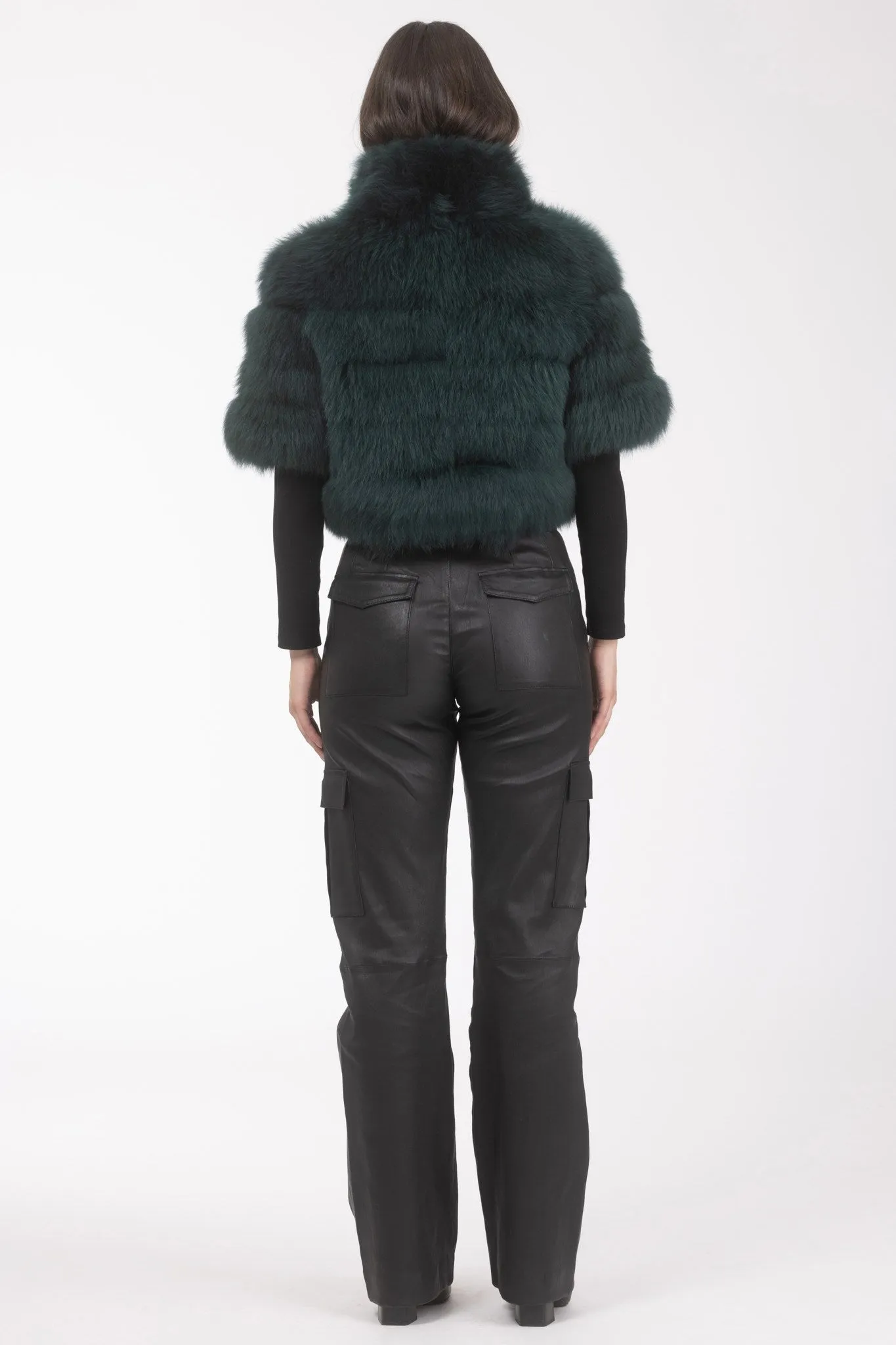 Reversible Merinillo Shearling Lamb Bolero with Cropped Sleeves
