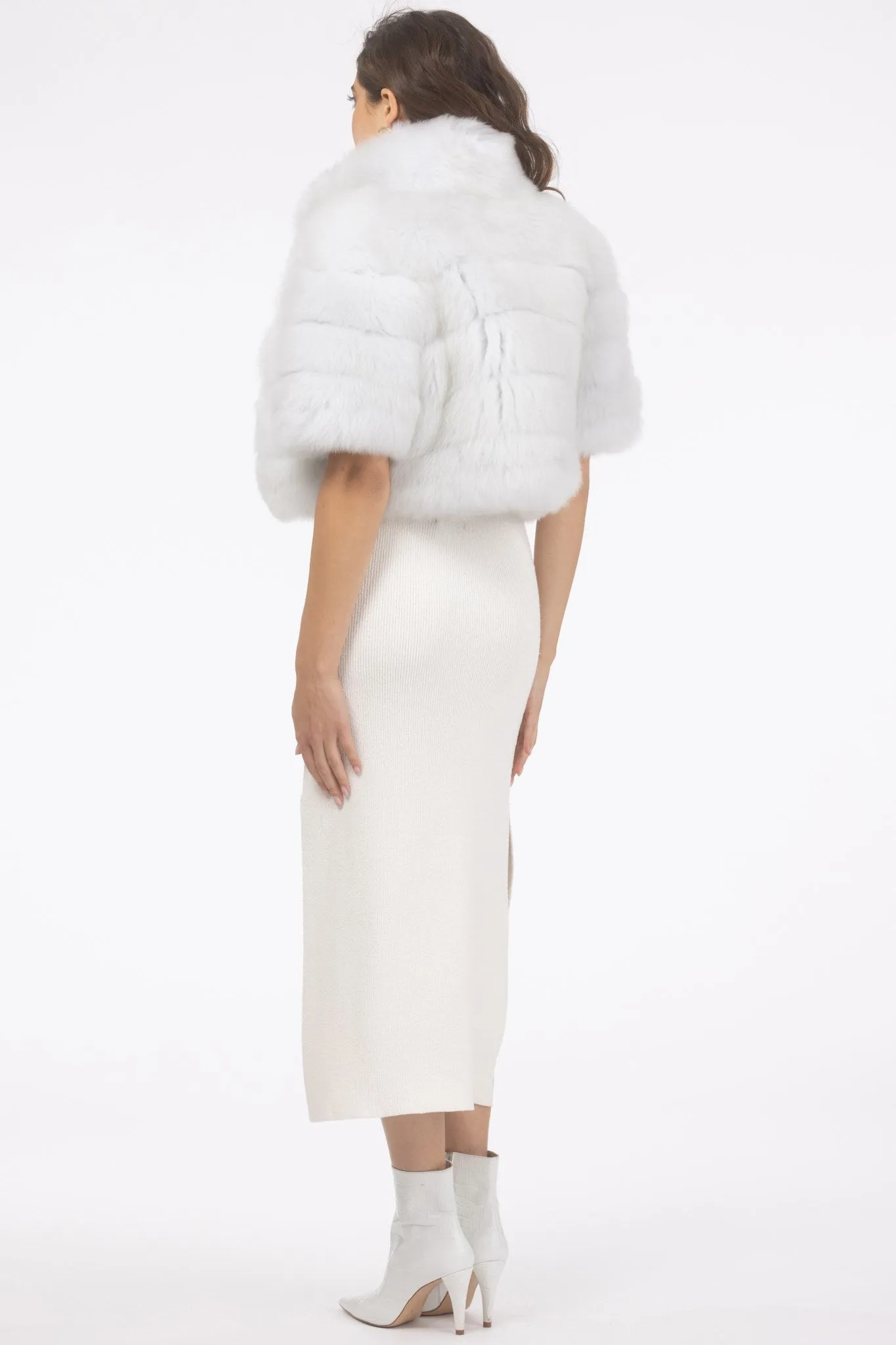 Reversible Merinillo Shearling Lamb Bolero with Cropped Sleeves