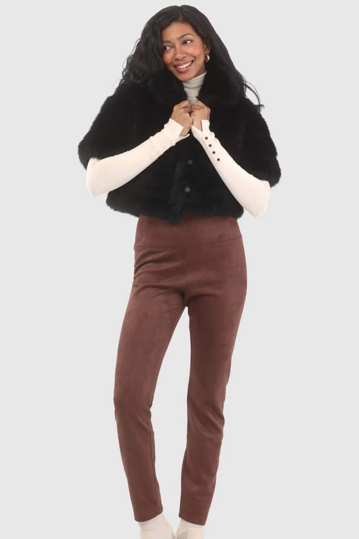 Reversible Merinillo Shearling Lamb Bolero with Cropped Sleeves