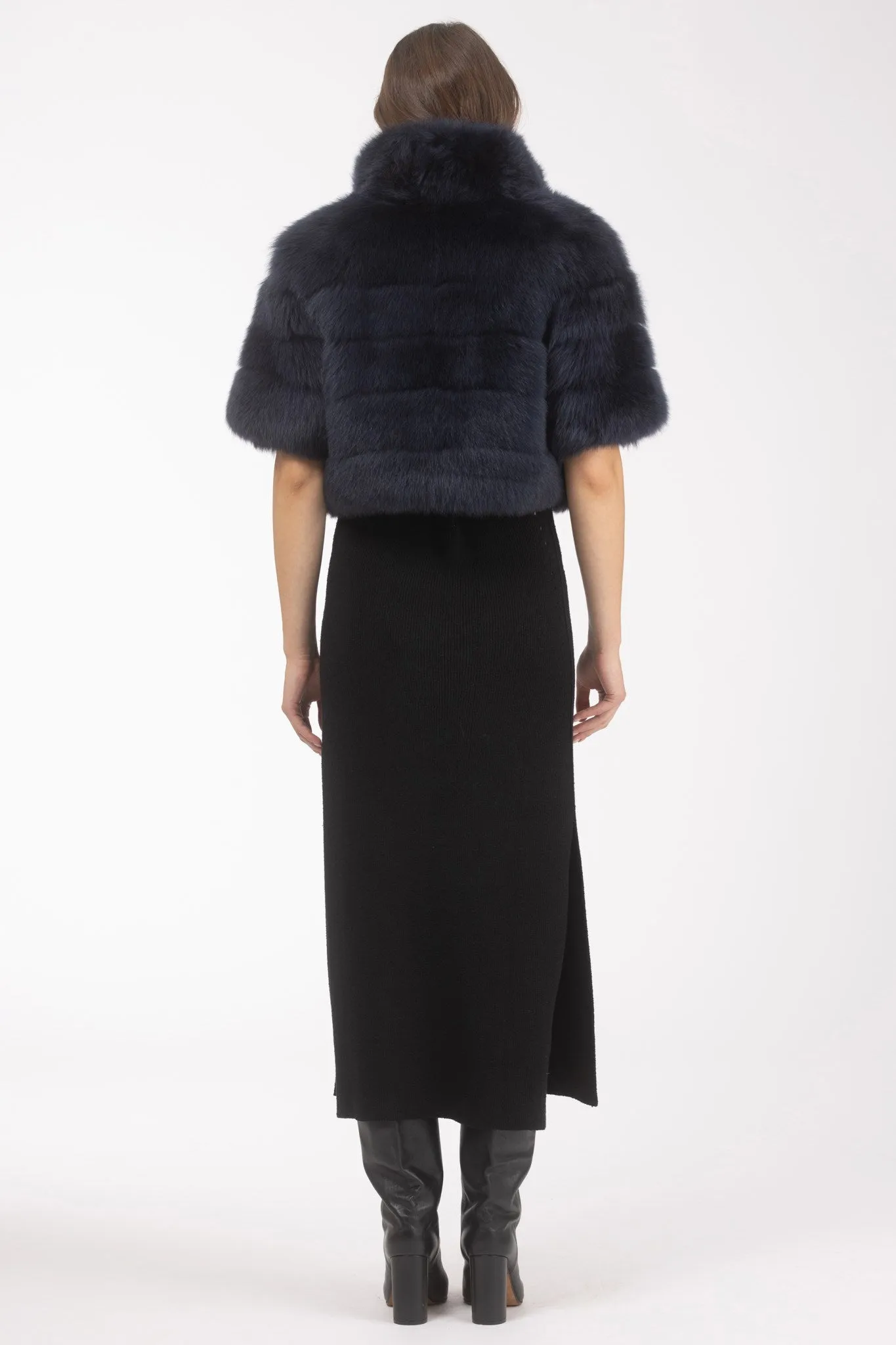 Reversible Merinillo Shearling Lamb Bolero with Cropped Sleeves