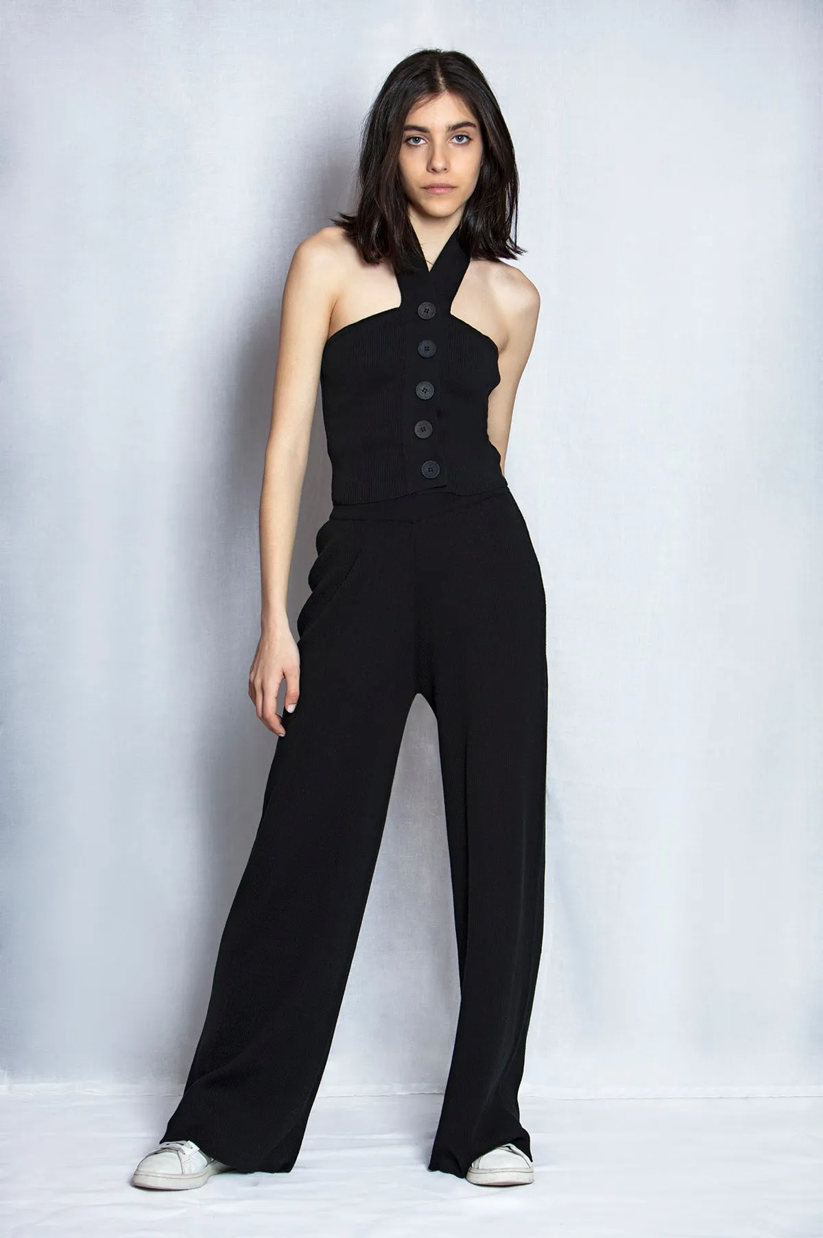 Ribbed Cotton-blend Wide-leg Pants