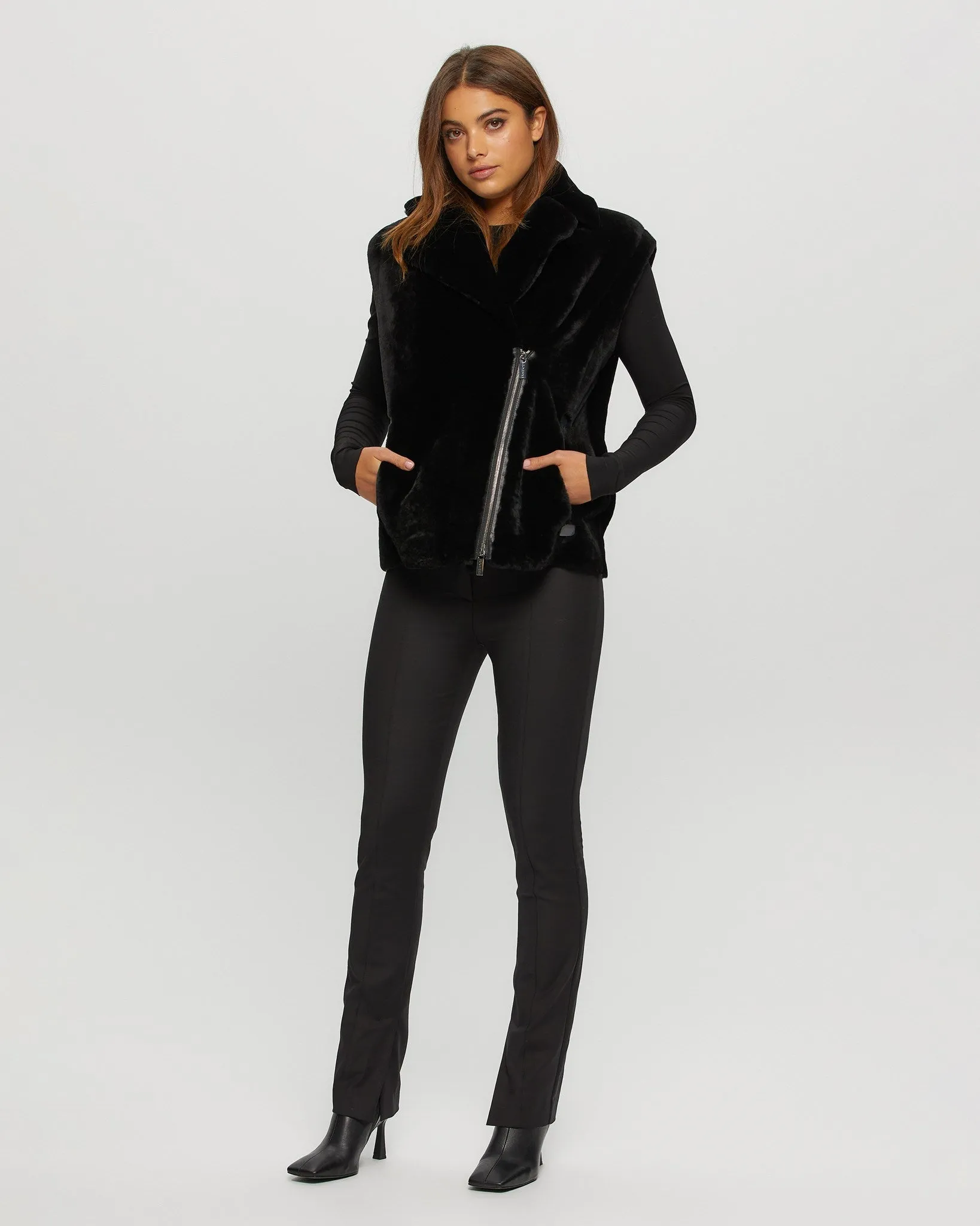 SHEARLING LAMB ZIP VEST