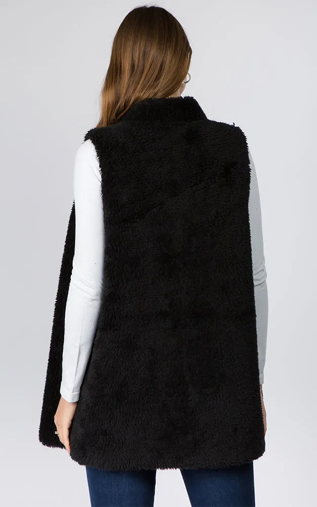 VA90B9 Faux Shearling Reversible Vest with Pockets