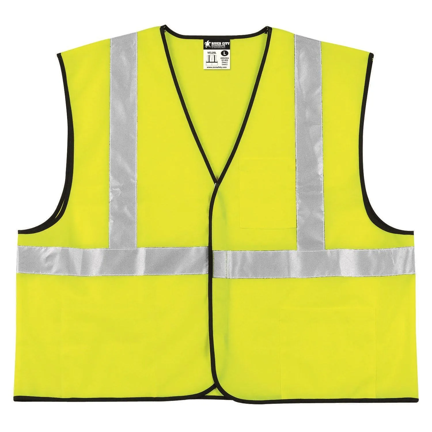 VCL2SLXL MCR Value Class 2,Polyester,Safety Vest,2" Silver Stripe,LIME