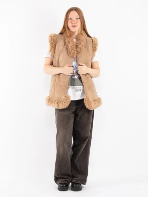 Vintage 70's Women Sheepskin Shearling Vest in Beige