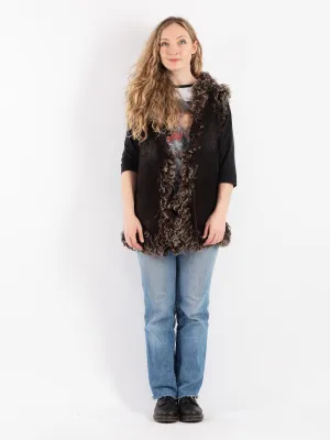 Vintage 70's Women Sheepskin Shearling Vest in Brown