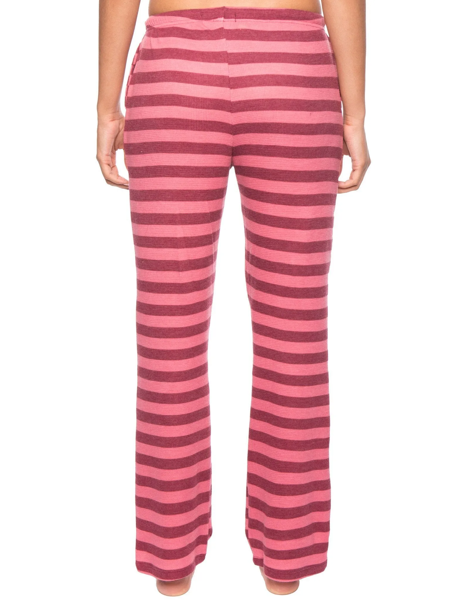 Women's Waffle Knit Thermal Lounge Pants - Stripes Pink