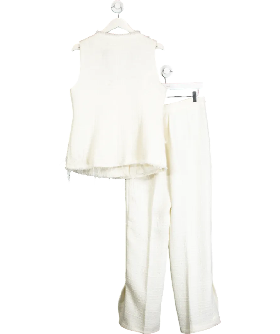 ZARA Cream Zara Tweed Waistcoat And Trousers Co-ord UK M/L